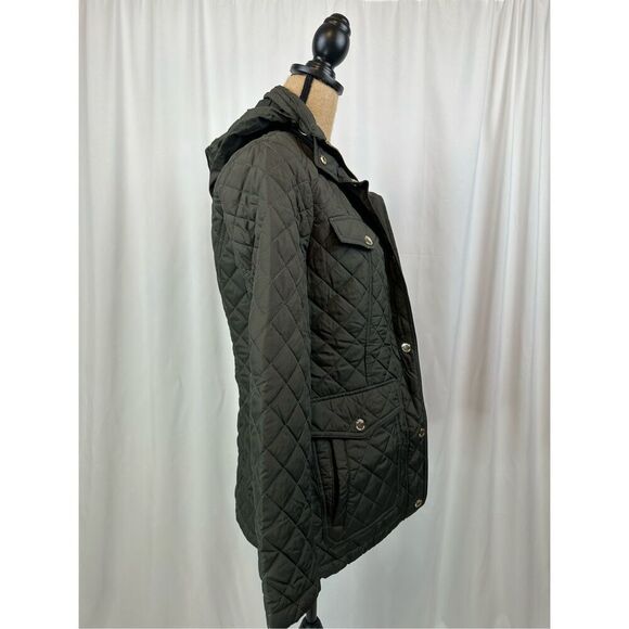 Michael Kors Women’s Green Belted Quilted Coat Size Small - Picture 2 of 11